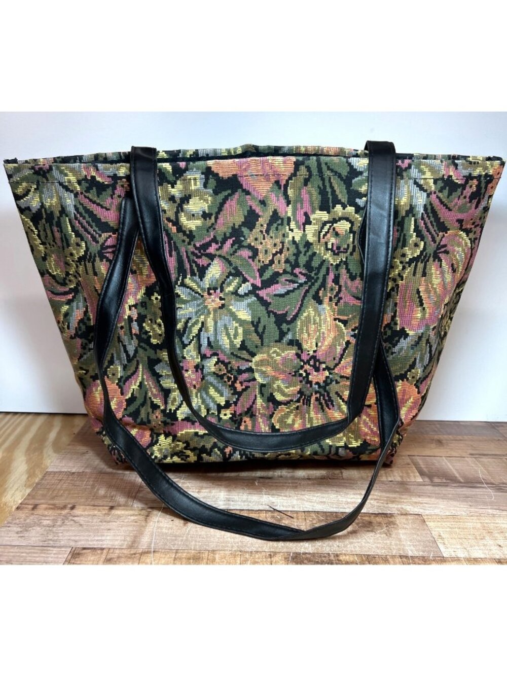 LargeVintage Tapestry Tote Floral 1990's Pattern Large Size